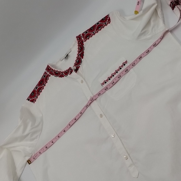 J. Crew women's medium tunic/mini dress popover long sleeve embroidered blue red - Picture 10 of 11